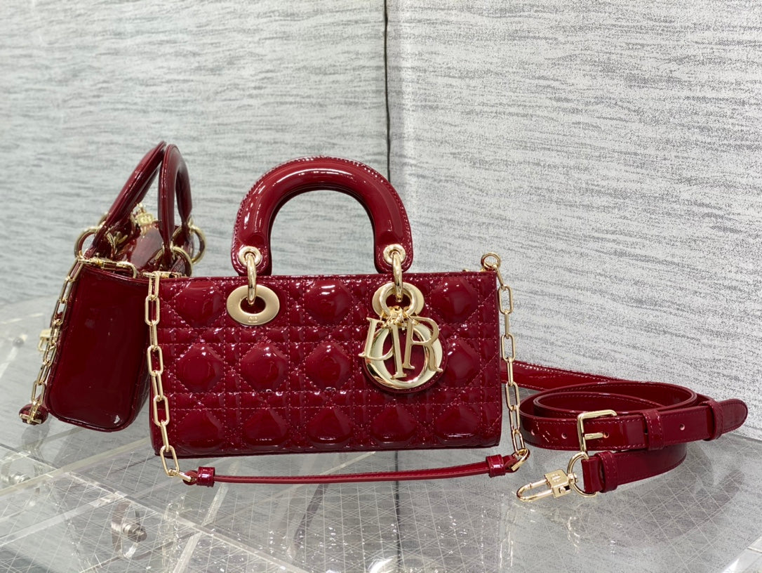 Dior Small Lady D-Joy 22 Red Patent Calfskin Bag