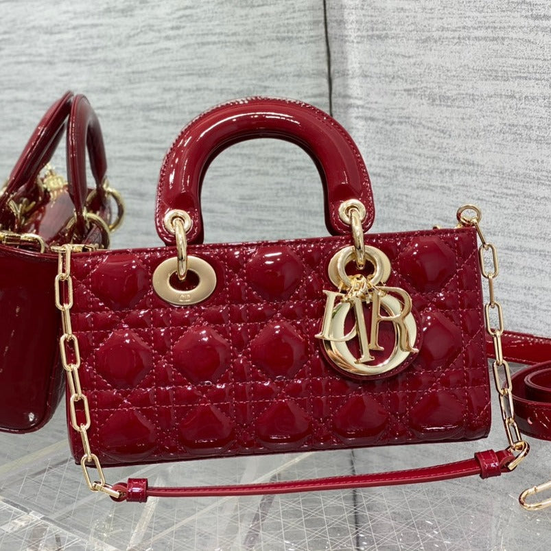 Dior Small Lady D-Joy 22 Red Patent Calfskin Bag