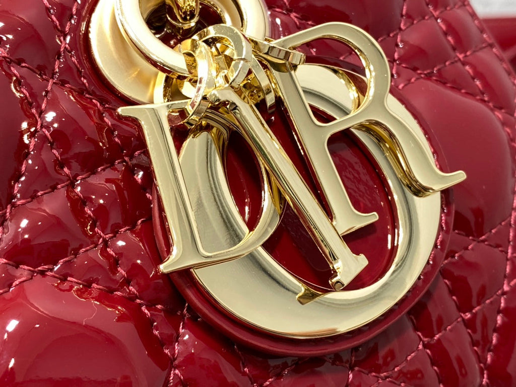 Dior Small Lady D-Joy 22 Red Patent Calfskin Bag