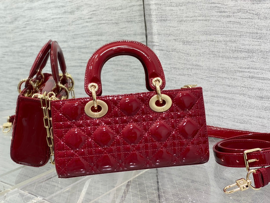 Dior Small Lady D-Joy 22 Red Patent Calfskin Bag