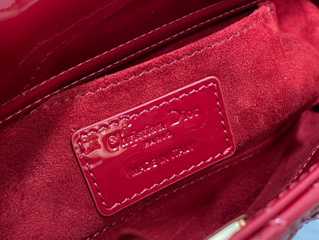 Dior Small Lady D-Joy 22 Red Patent Calfskin Bag