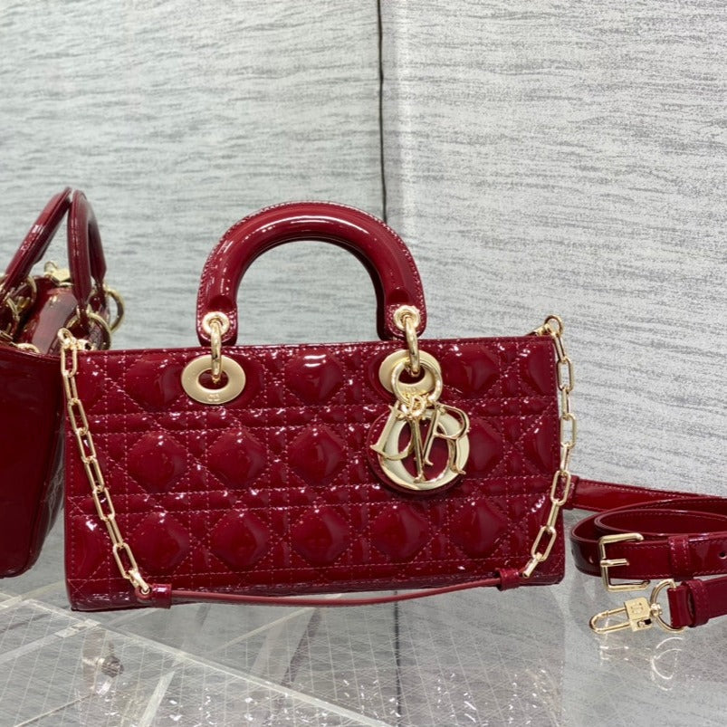 Dior Medium Lady D-Joy 26 Red Patent Calfskin Bag