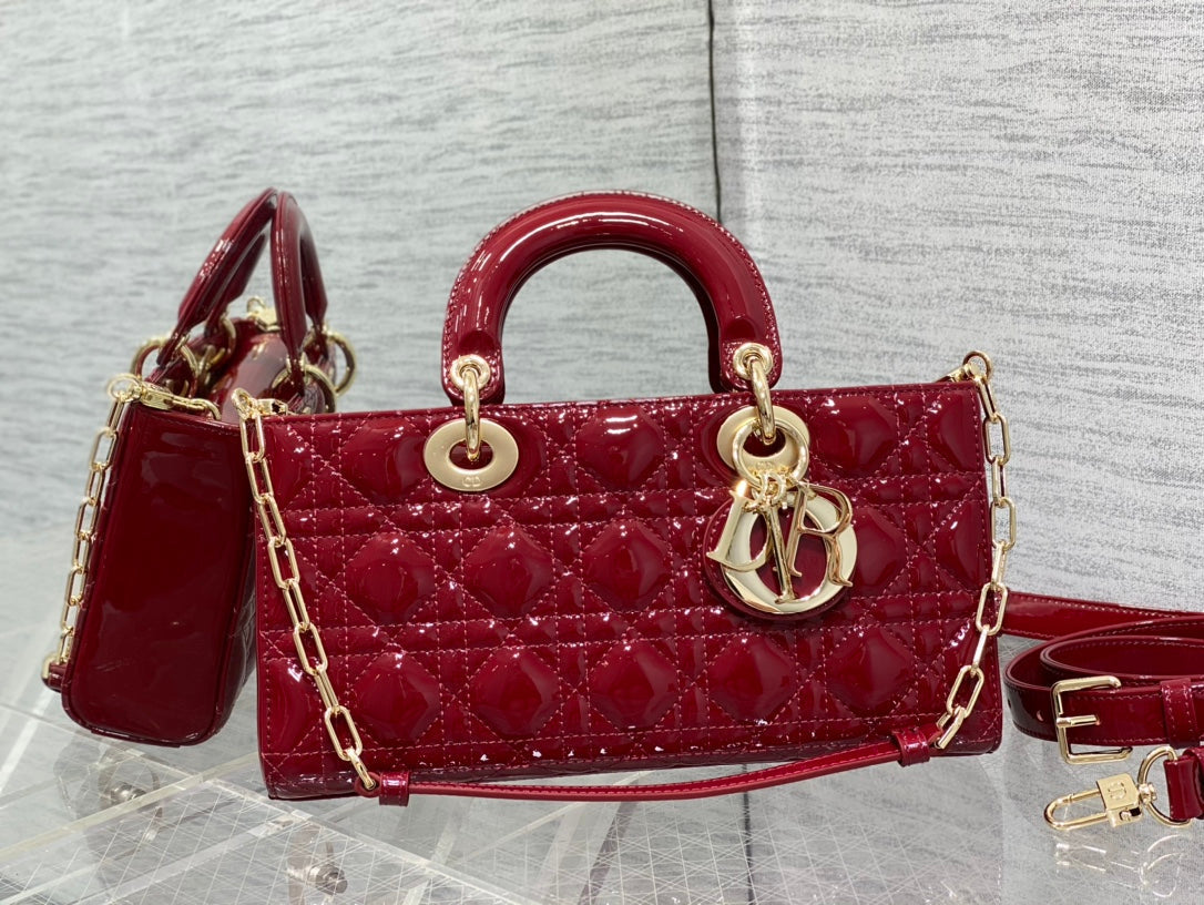 Dior Medium Lady D-Joy 26 Red Patent Calfskin Bag