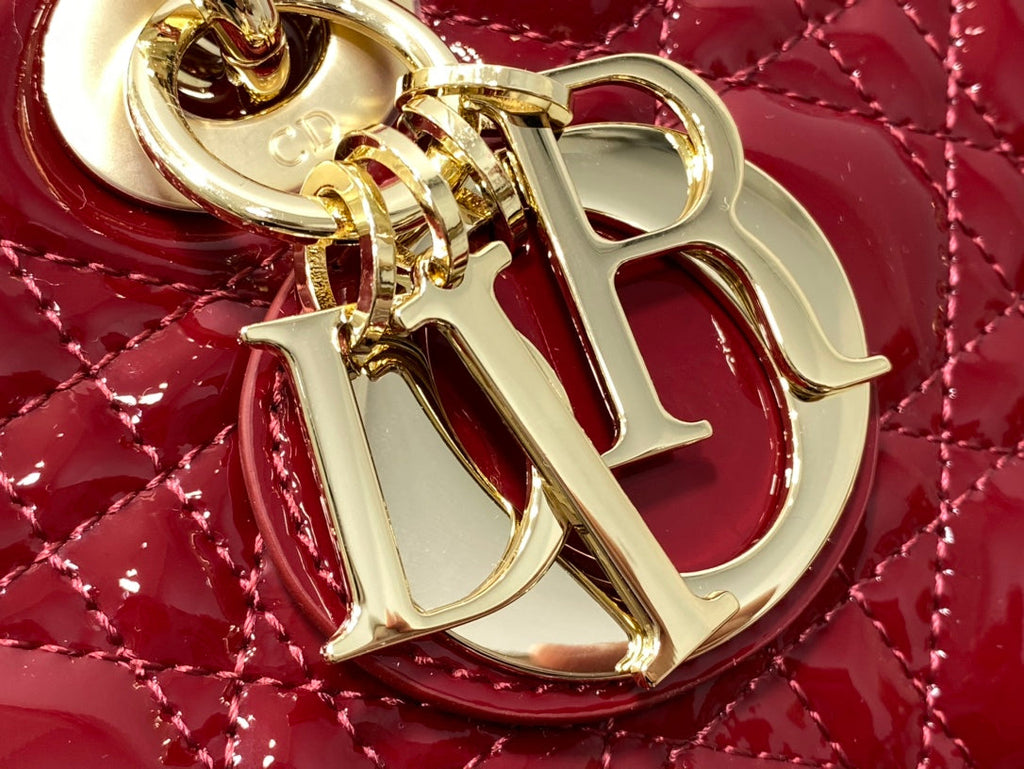 Dior Medium Lady D-Joy 26 Red Patent Calfskin Bag