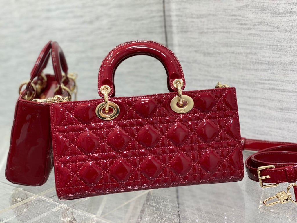 Dior Medium Lady D-Joy 26 Red Patent Calfskin Bag