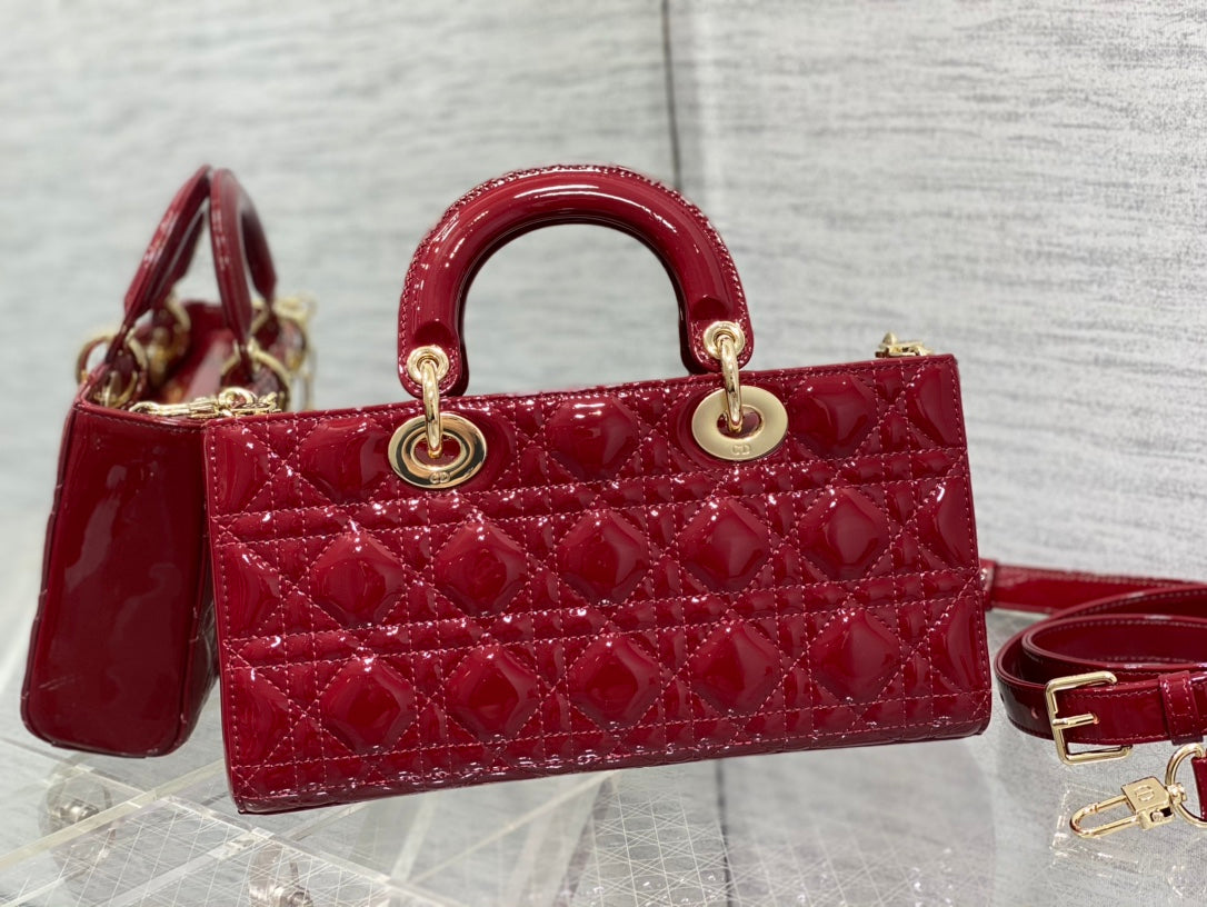 Dior Medium Lady D-Joy 26 Red Patent Calfskin Bag