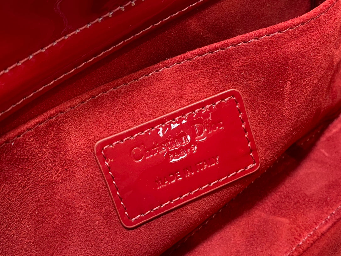 Dior Medium Lady D-Joy 26 Red Patent Calfskin Bag