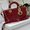 Dior Medium Lady D-Joy 26 Red Patent Calfskin Bag