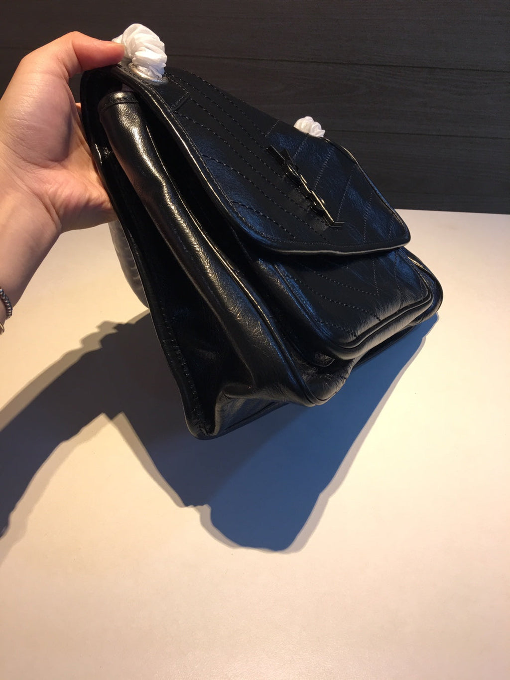 Saint Laurent Medium Niki 27 in Black Calfskin Chain Bag