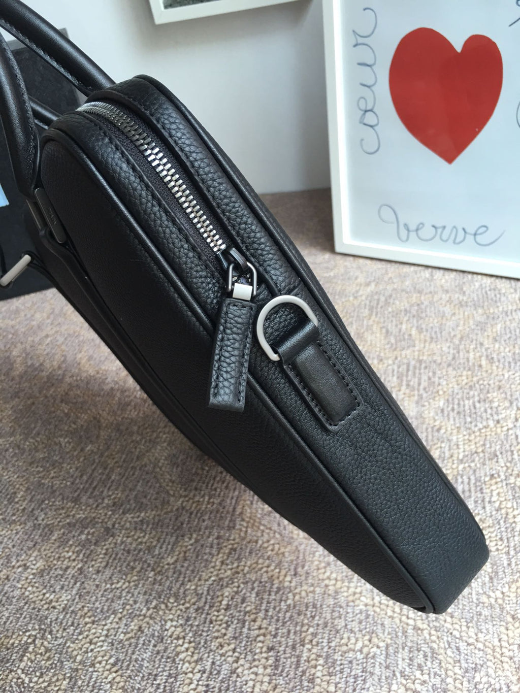 Prada Work Bag 36 in Black Grained Calfskin