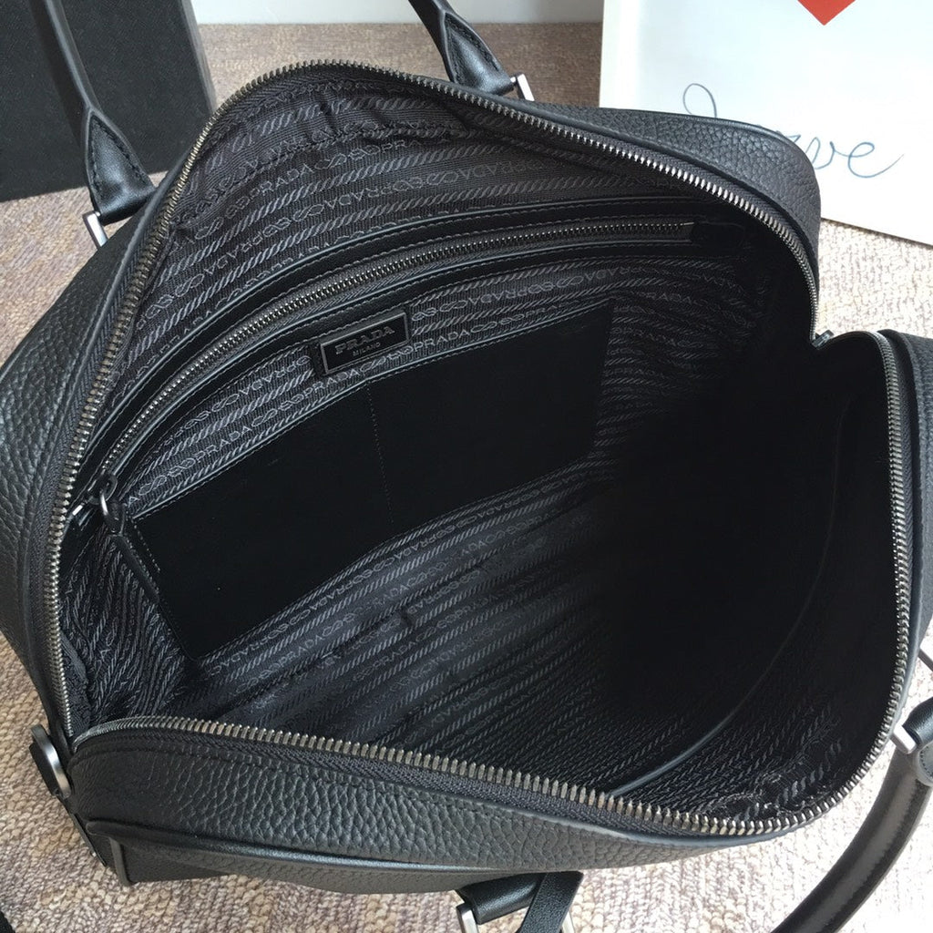 Prada Work Bag 36 in Black Grained Calfskin