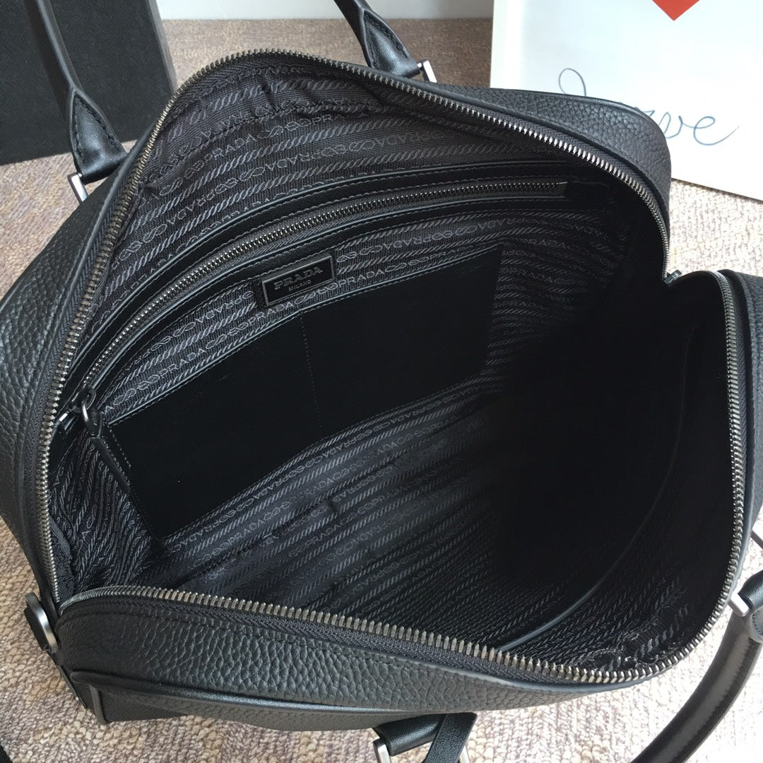 Prada Work Bag 36 in Black Grained Calfskin