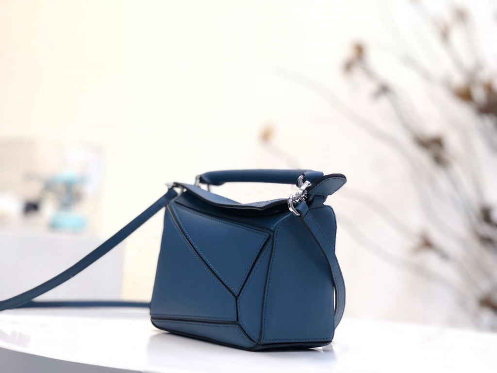 Loewe Mini 18 Puzzle Bag in Navy Blue Calfskin