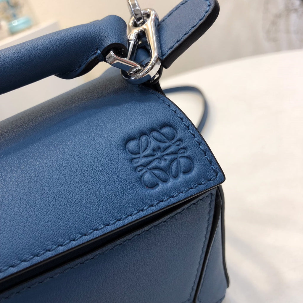 Loewe Mini 18 Puzzle Bag in Navy Blue Calfskin