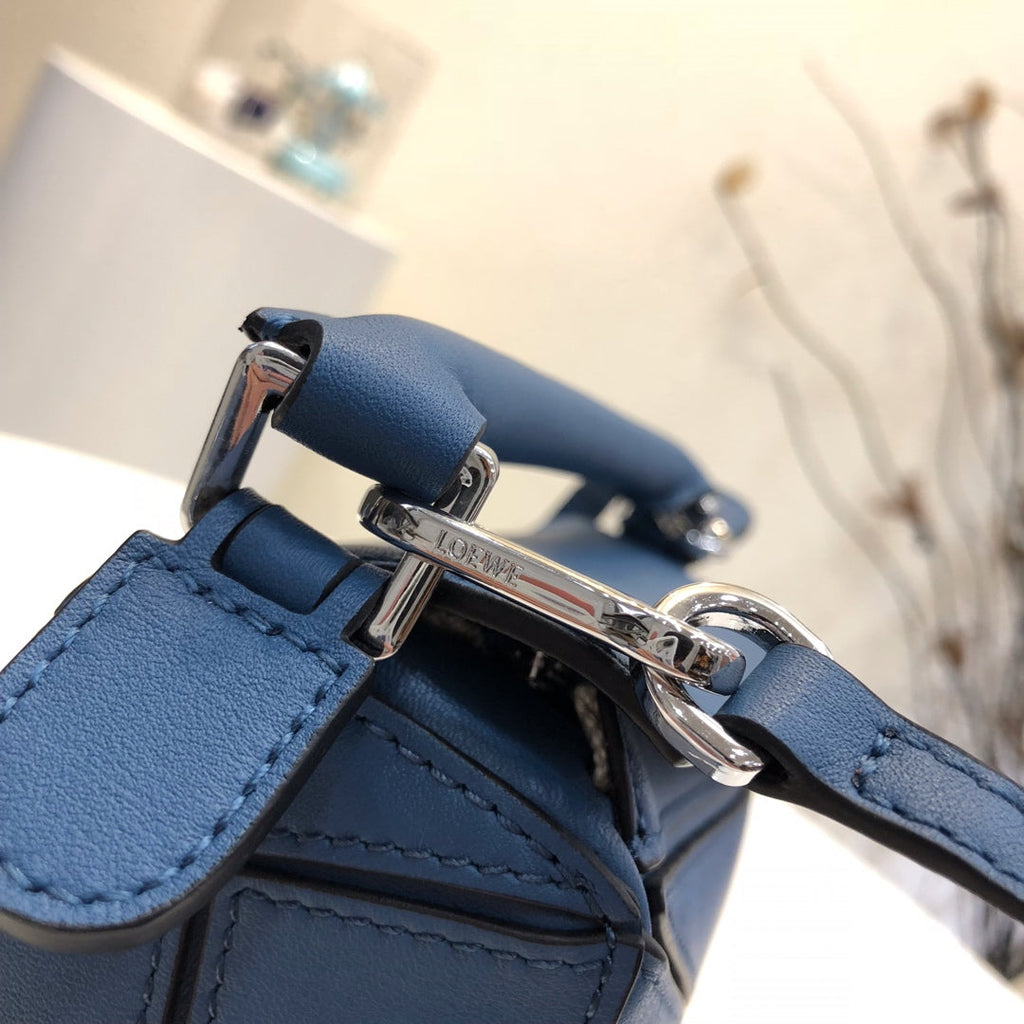 Loewe Mini 18 Puzzle Bag in Navy Blue Calfskin