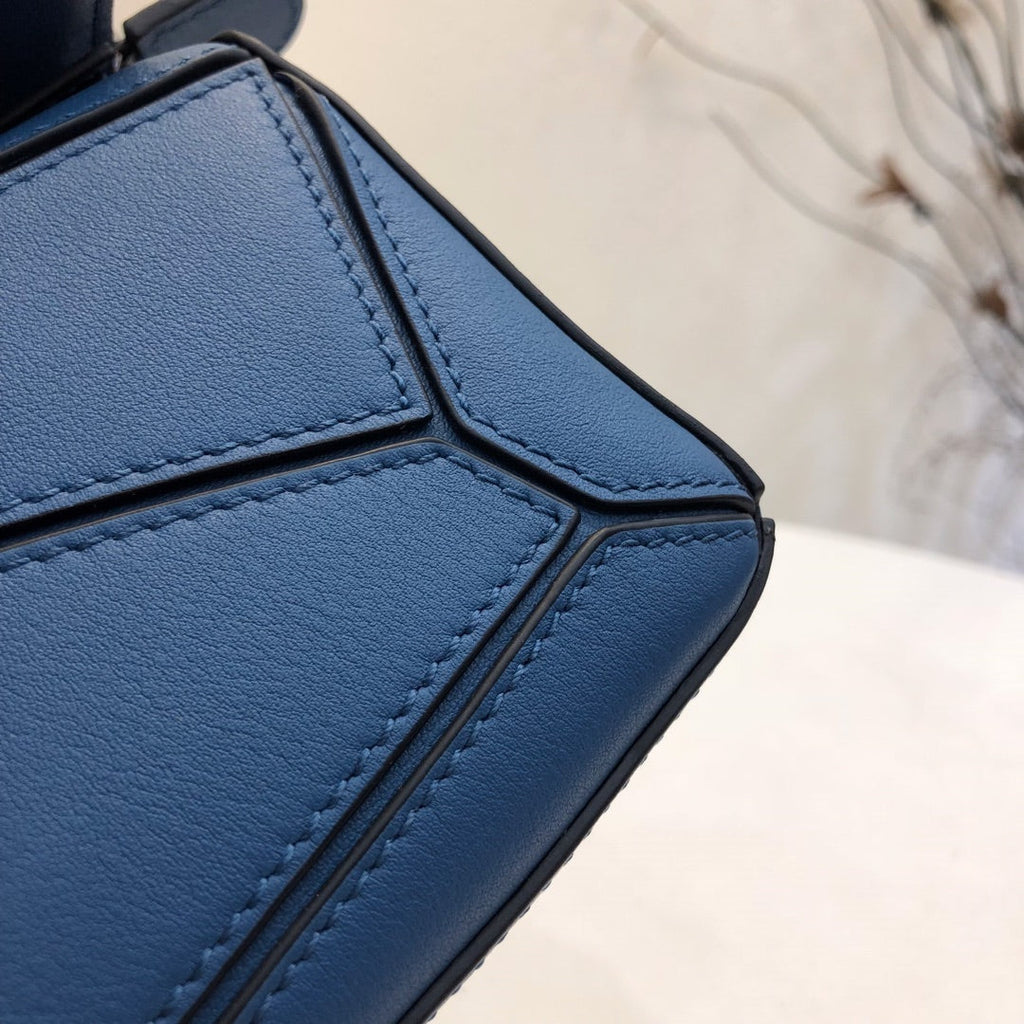 Loewe Mini 18 Puzzle Bag in Navy Blue Calfskin