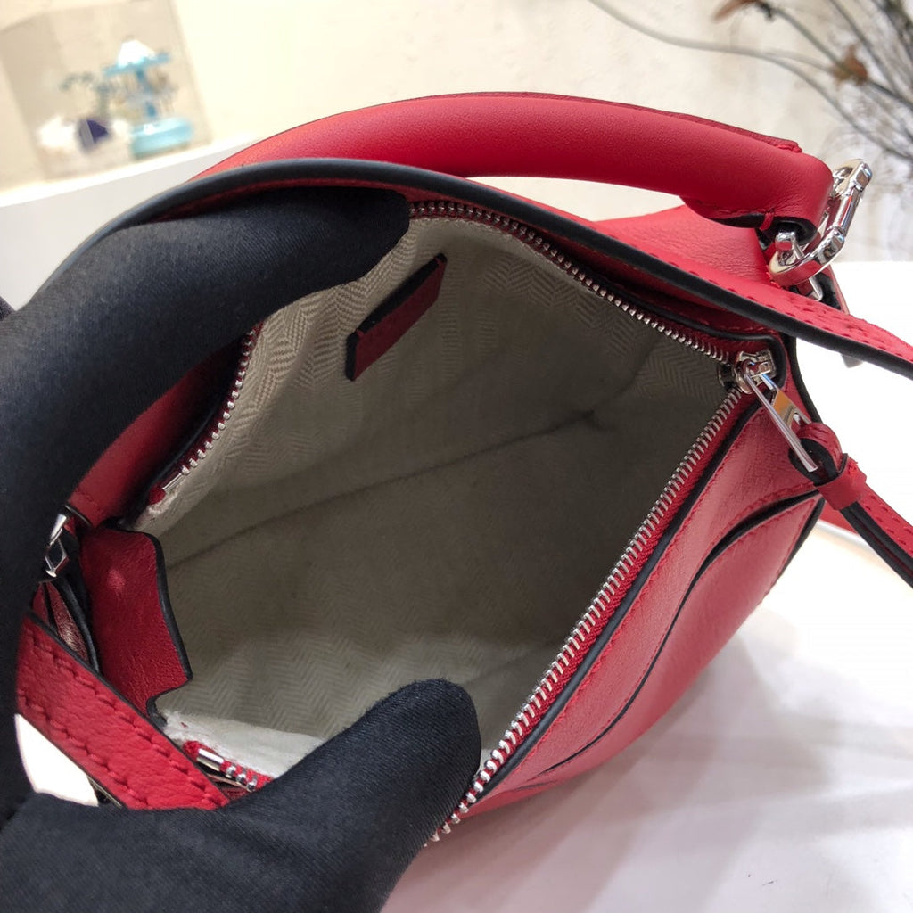 Loewe Mini 18 Puzzle Bag in Cherry Red Calfskin