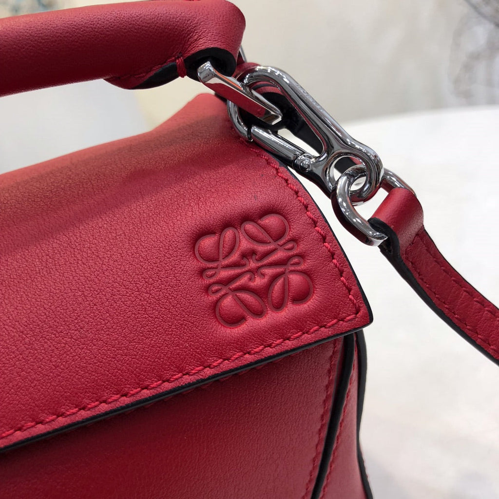 Loewe Mini 18 Puzzle Bag in Cherry Red Calfskin