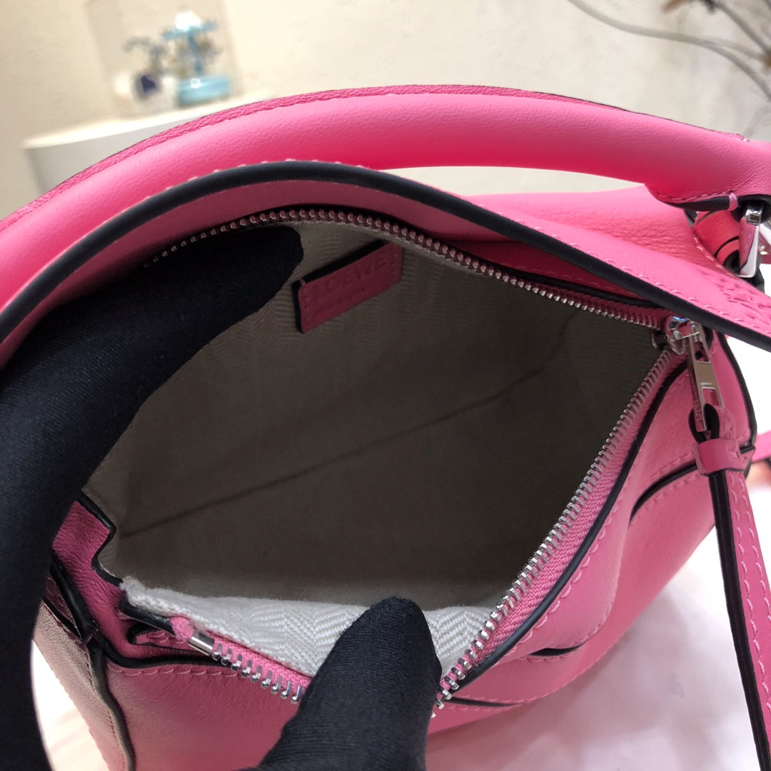 Loewe Mini 18 Puzzle Bag in Deep Pink Calfskin