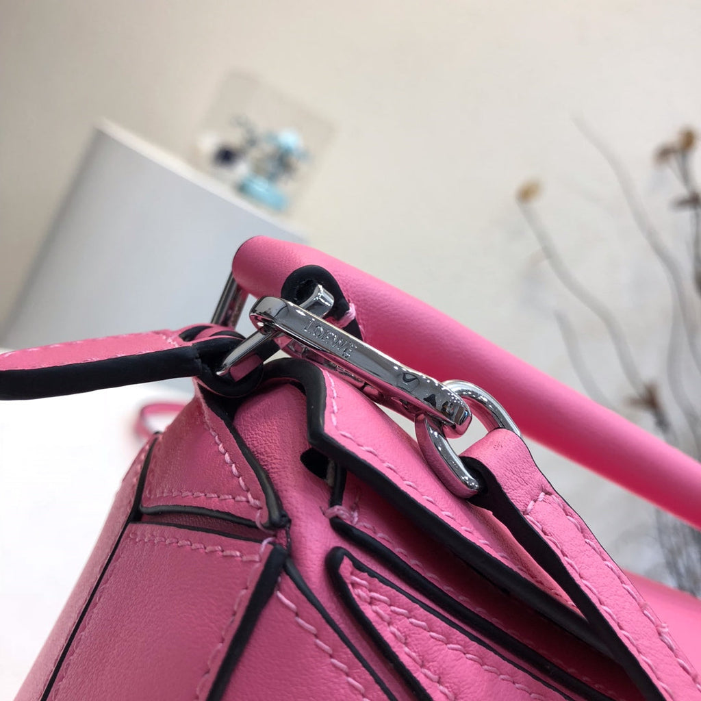Loewe Mini 18 Puzzle Bag in Deep Pink Calfskin