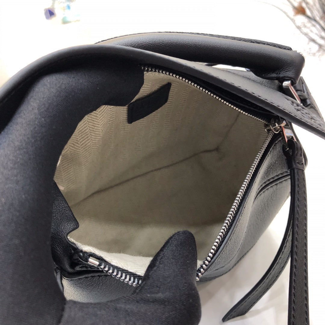 Loewe Mini 18 Puzzle Bag in Black Calfskin