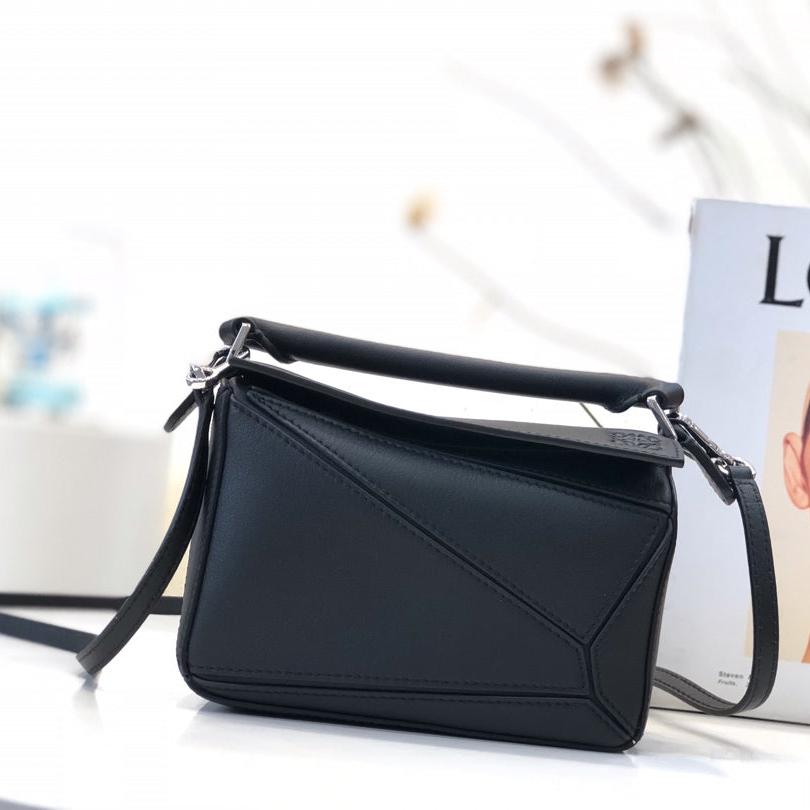 Loewe Mini 18 Puzzle Bag in Black Calfskin