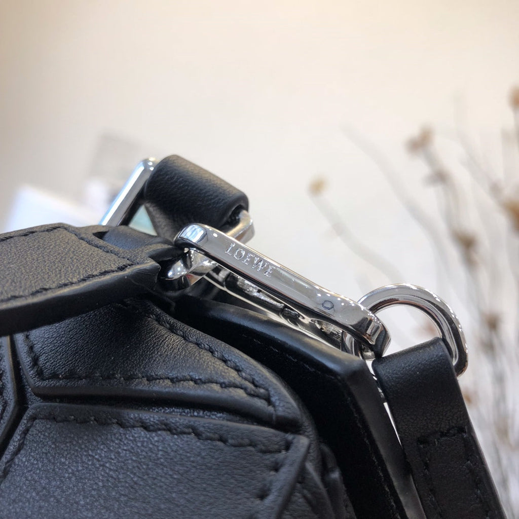 Loewe Mini 18 Puzzle Bag in Black Calfskin