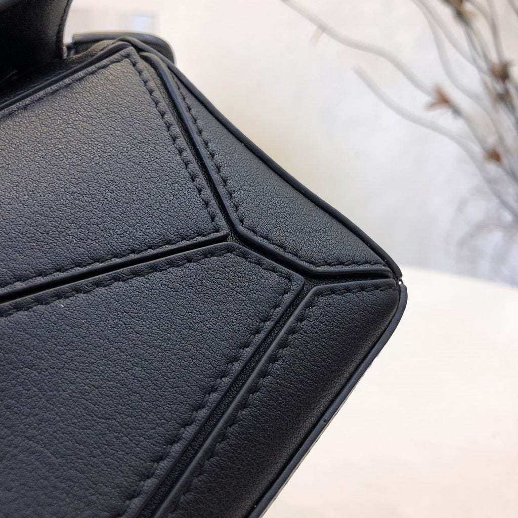 Loewe Mini 18 Puzzle Bag in Black Calfskin