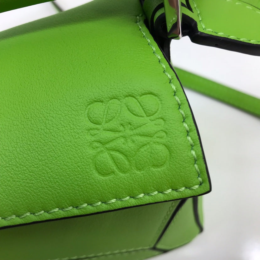 Loewe Mini 18 Puzzle Bag in Emerald Green Calfskin
