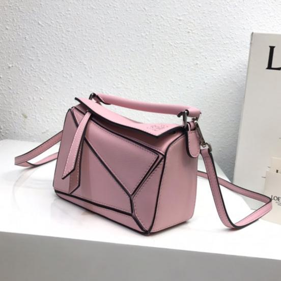 Loewe Mini 18 Puzzle Bag in Bright Pink Calfskin