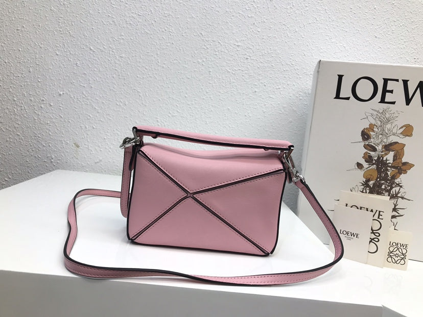 Loewe Mini 18 Puzzle Bag in Bright Pink Calfskin