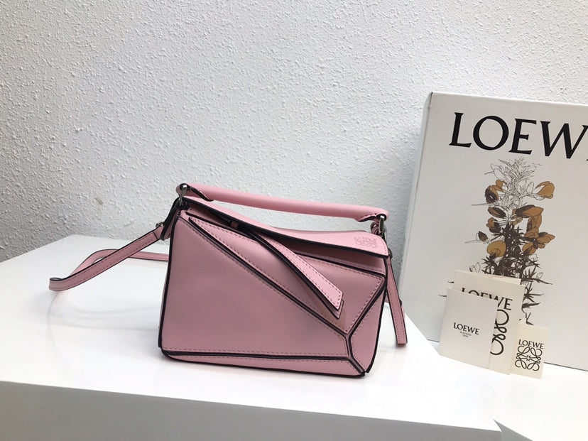 Loewe Mini 18 Puzzle Bag in Bright Pink Calfskin