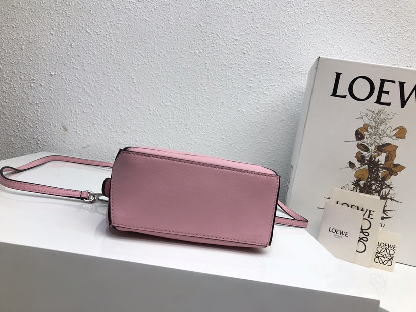 Loewe Mini 18 Puzzle Bag in Bright Pink Calfskin