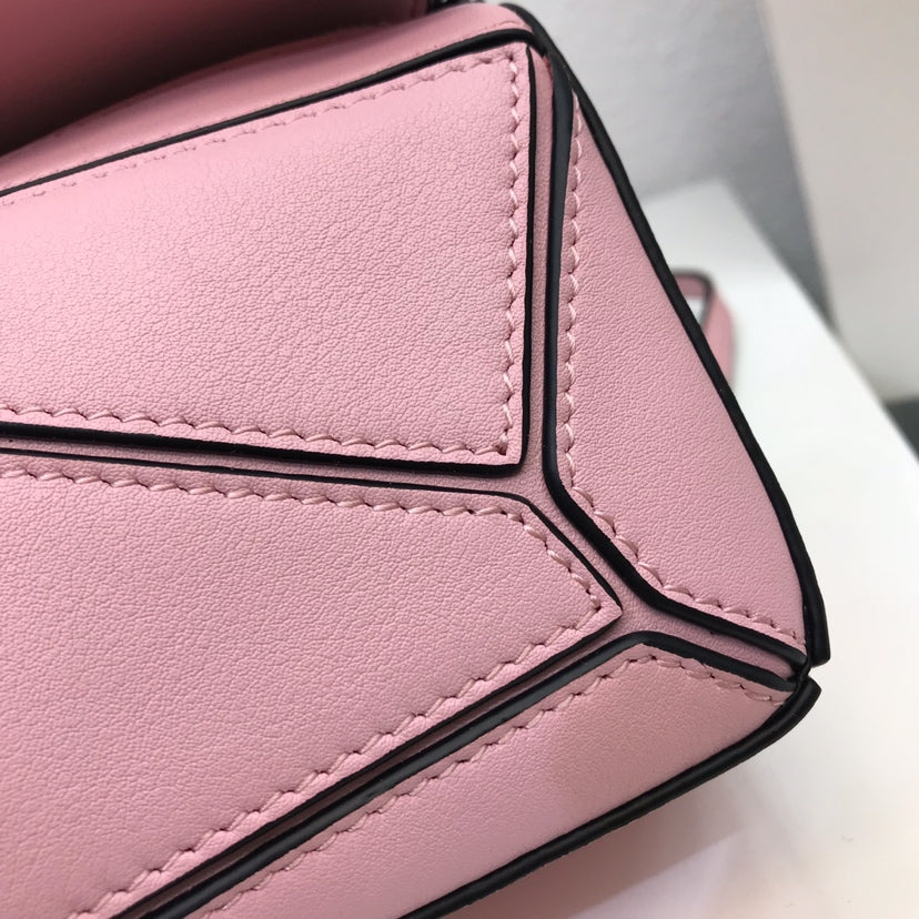 Loewe Mini 18 Puzzle Bag in Bright Pink Calfskin