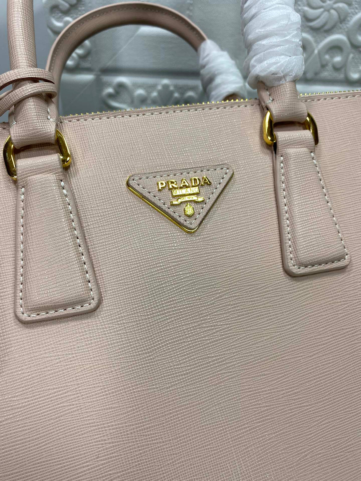 Prada Galleria 32 Bag in Beige Saffiano Leather