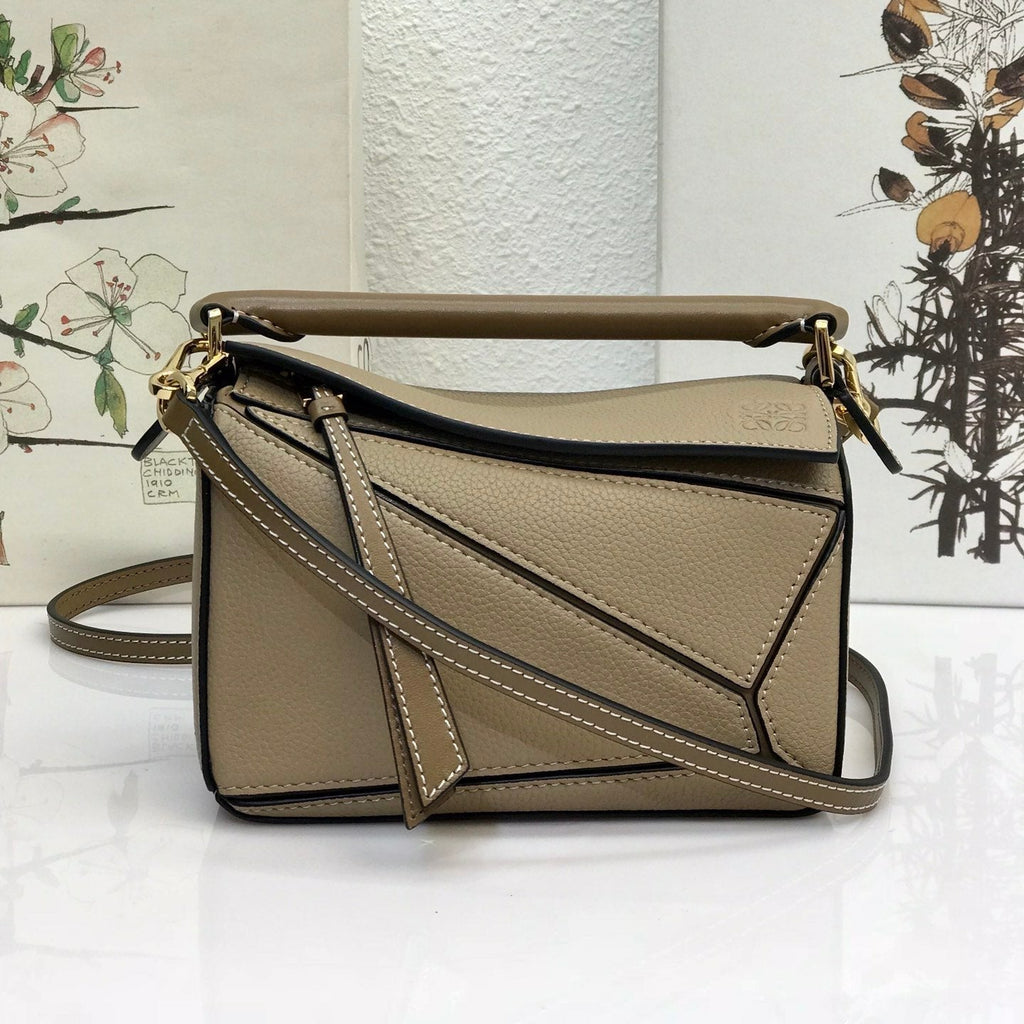 Loewe Mini 18 Puzzle Bag in Dark Khaki Green Calfskin