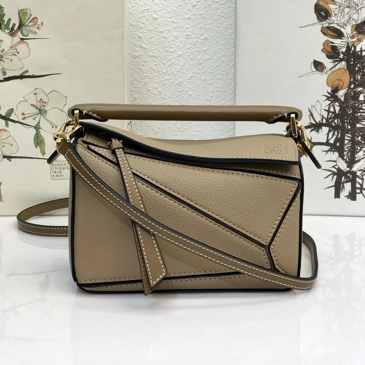 Loewe Mini 18 Puzzle Bag in Dark Khaki Green Calfskin