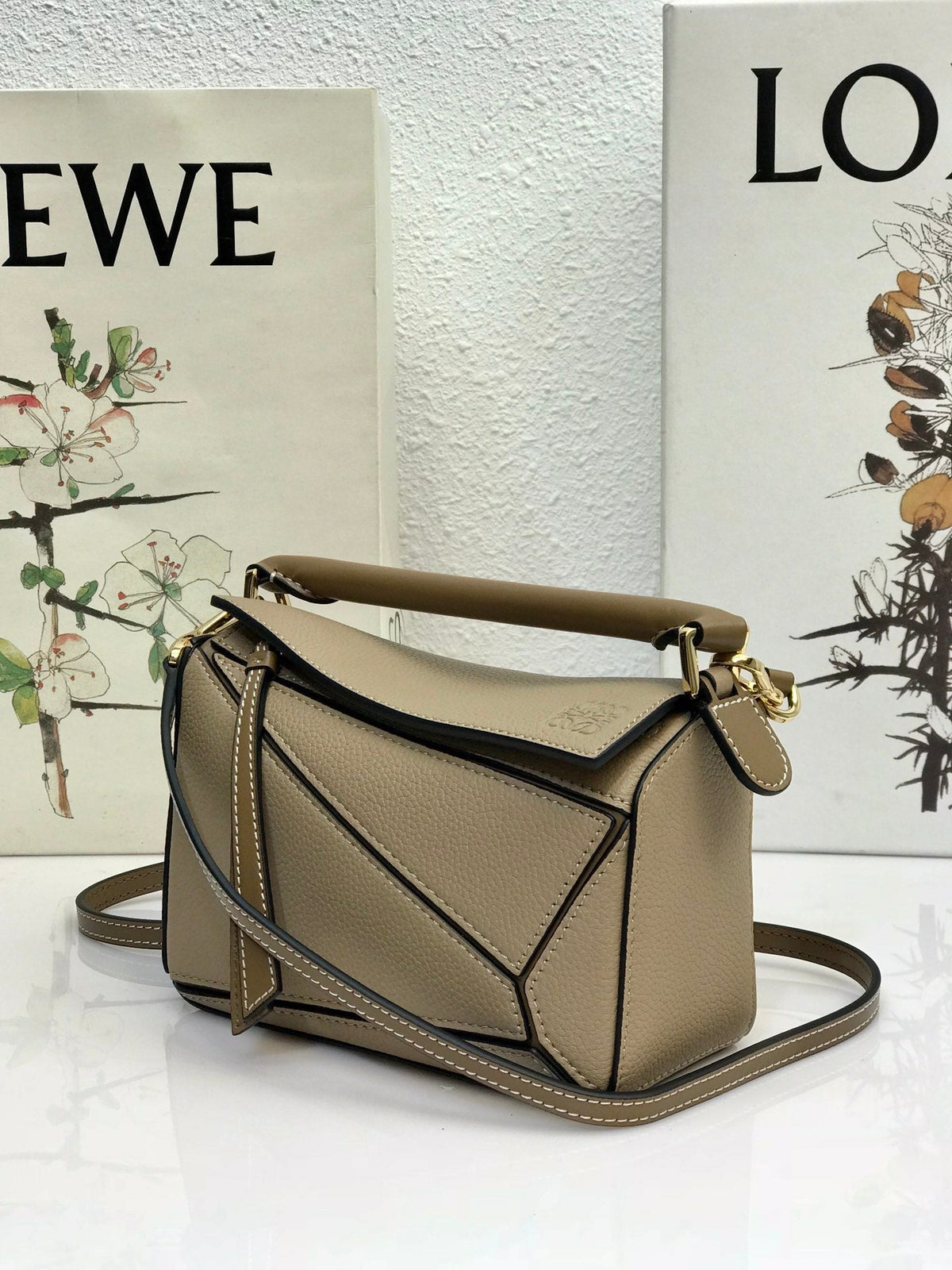 Loewe Mini 18 Puzzle Bag in Dark Khaki Green Calfskin