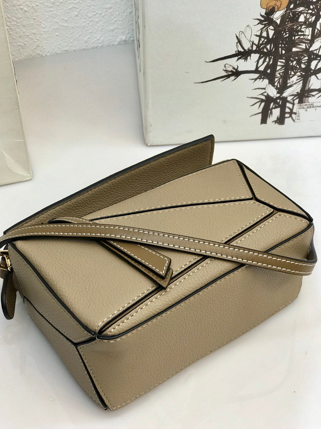 Loewe Mini 18 Puzzle Bag in Dark Khaki Green Calfskin