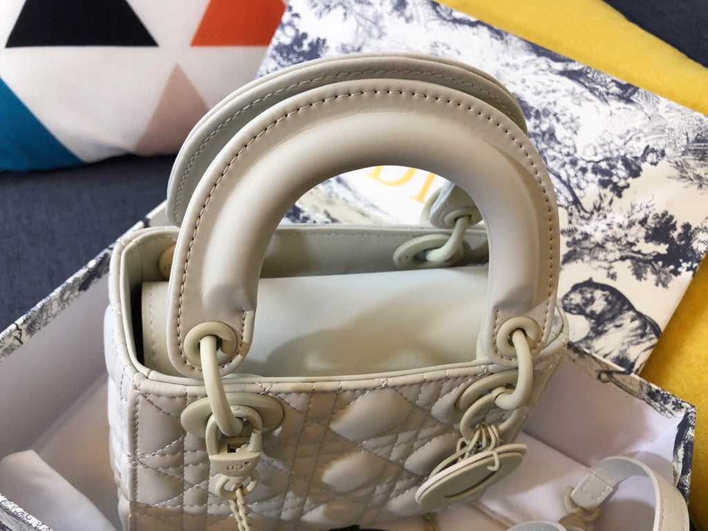 Dior Mini Lady 17 Bag in White Calfskin