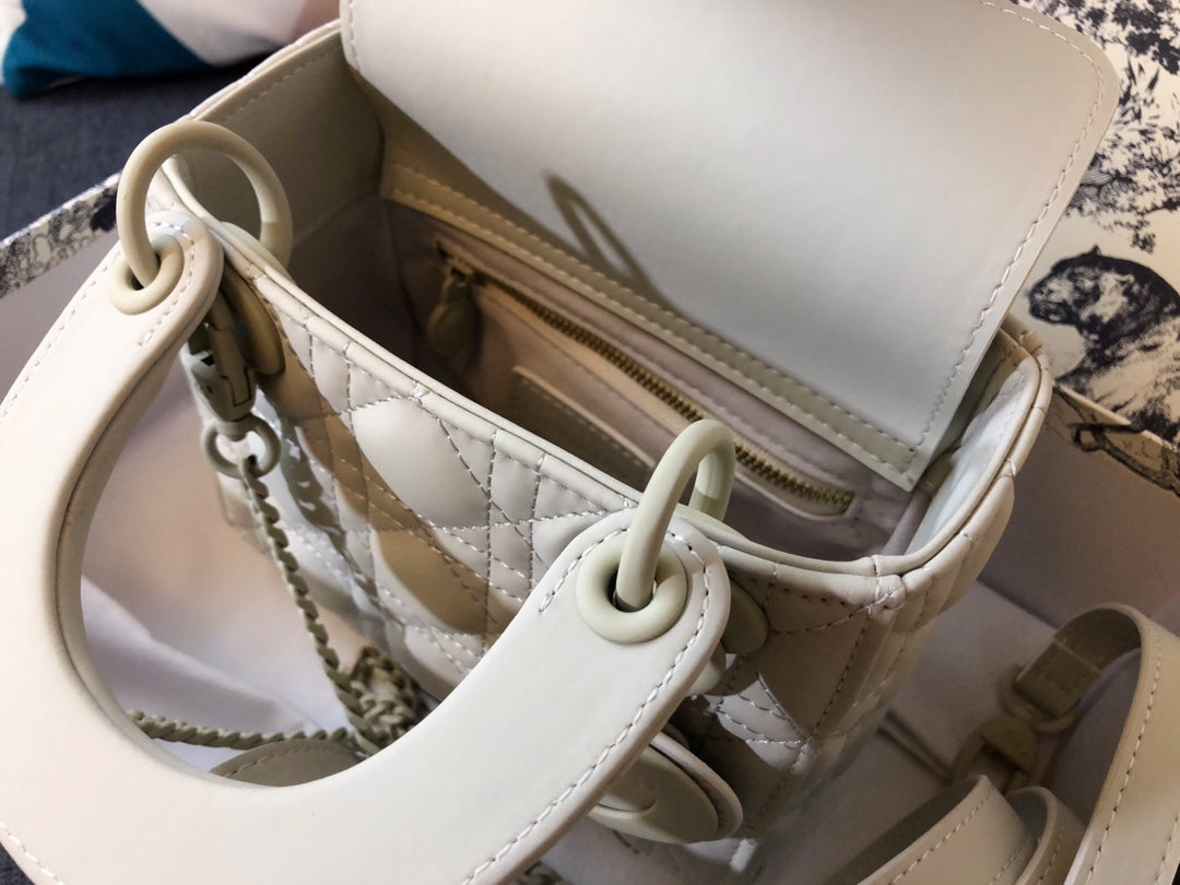 Dior Mini Lady 17 Bag in White Calfskin