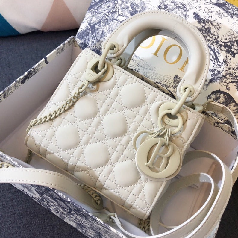 Dior Mini Lady 17 Bag in White Calfskin