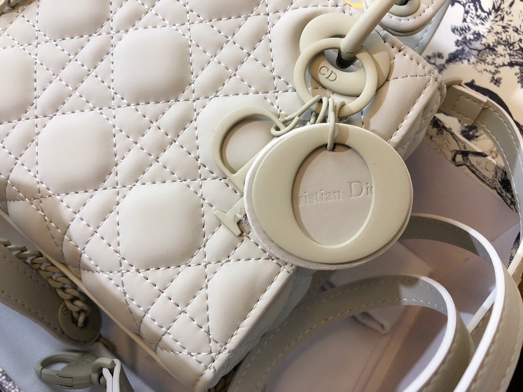 Dior Mini Lady 17 Bag in White Calfskin