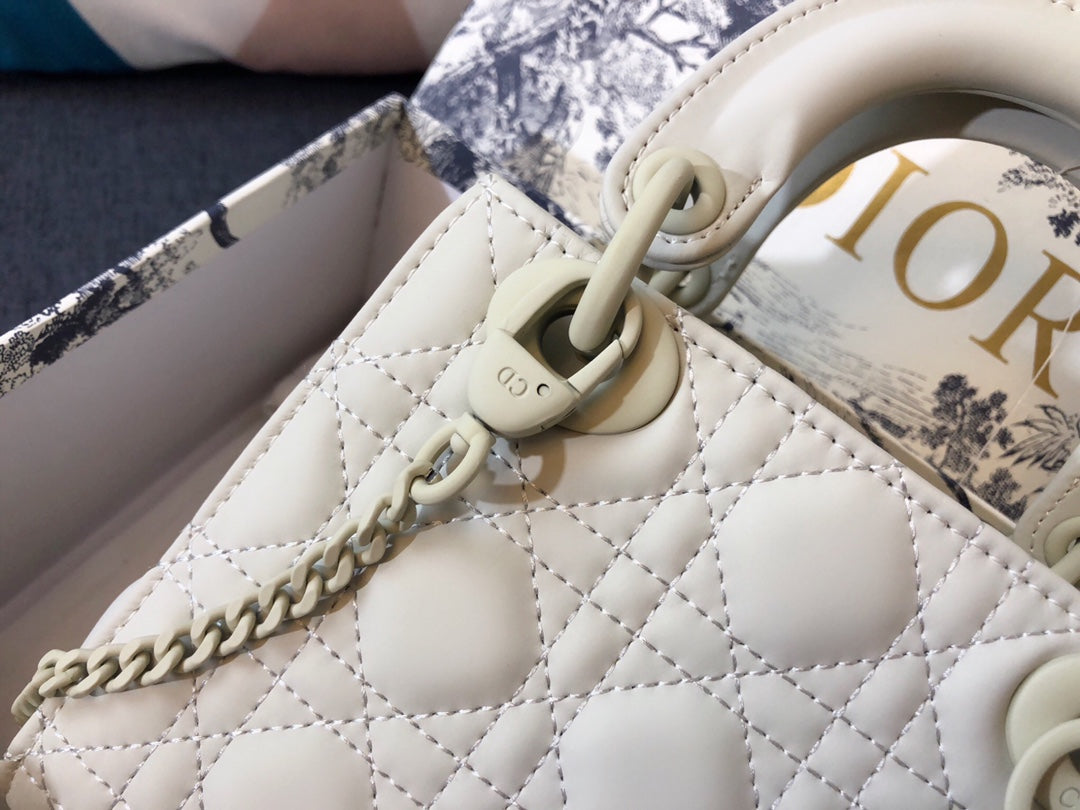 Dior Mini Lady 17 Bag in White Calfskin
