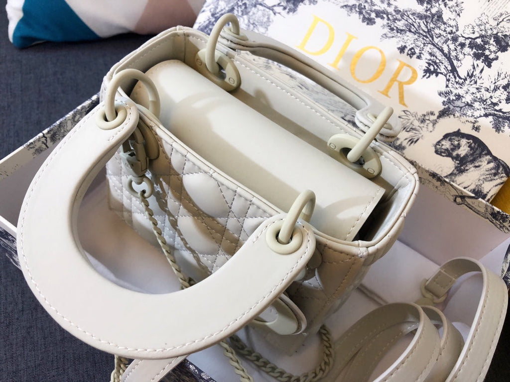 Dior Mini Lady 17 Bag in White Calfskin