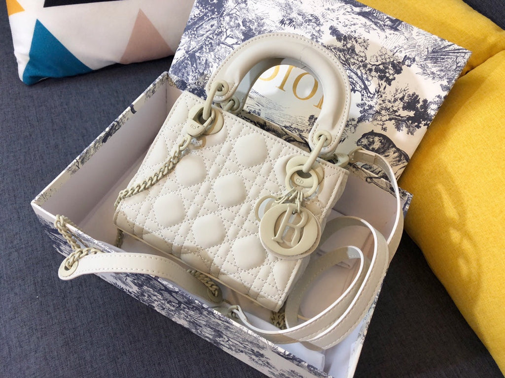 Dior Mini Lady 17 Bag in White Calfskin