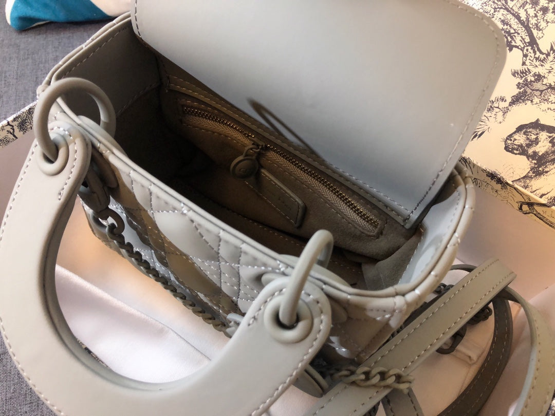 Dior Mini Lady 17 Bag in Grey Calfskin