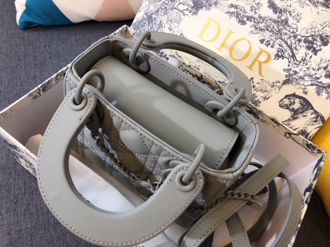 Dior Mini Lady 17 Bag in Grey Calfskin