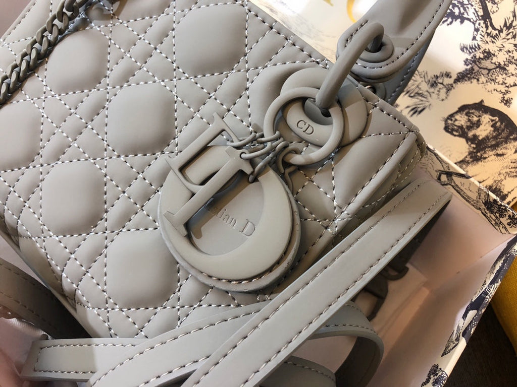 Dior Mini Lady 17 Bag in Grey Calfskin