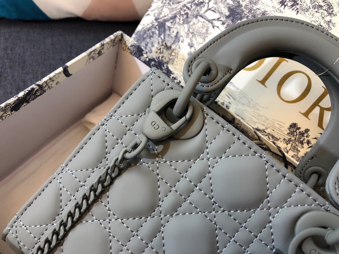 Dior Mini Lady 17 Bag in Grey Calfskin
